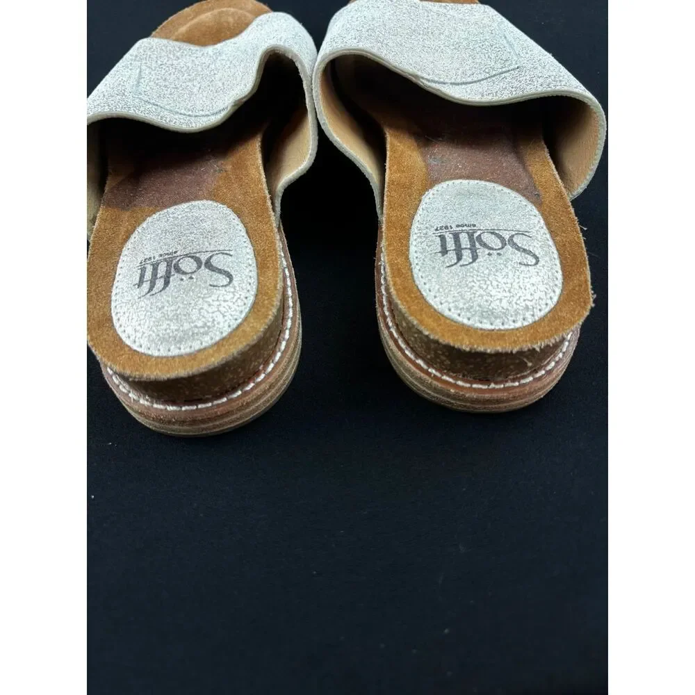 ~ Sofft Boho Gold Sandal 8 Slide Summer Beachy Bougie Boujee Festival Leather